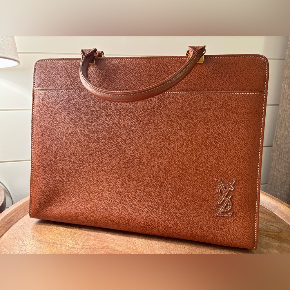 Yves Saint Laurent (YSL) Brown Leather Computer/Tablet Bag